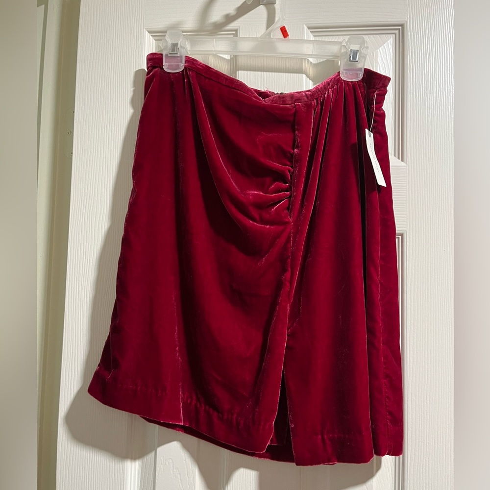 Anthropologie Red Velvet Skirt Size US 12